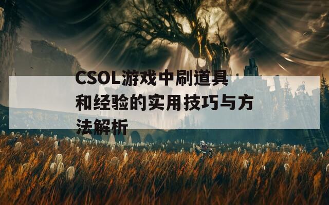 CSOL游戏中刷道具和经验的实用技巧与方法解析